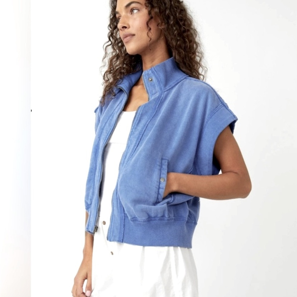Free People We The Free Tolly Vest Jacket L Blue